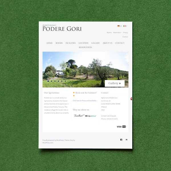 Website of Agriturismo Podere Gori